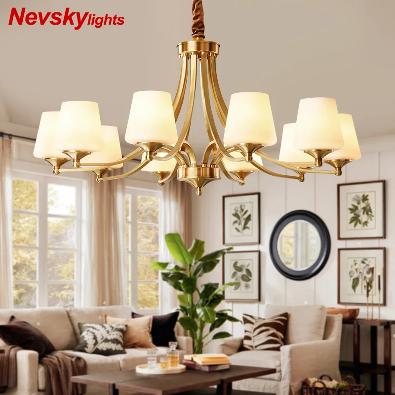 Copper chandelier lighting living room ceiling chandeliers bedroom lustre glass shade brass fixture kitchen copper light | Лампы и