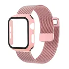 Стекло + чехол + ремешок для Apple Watch Band 45 мм 41 мм 38 мм 40 мм 42 мм 44 мм защита для экрана браслет Магнитная Петля iWatch 5 4 3 6 SE 7