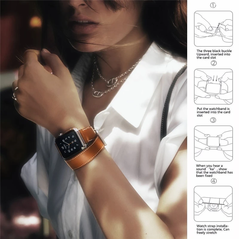 Двойной тур-ремешок для Apple Watch Series 5 4 3 2 1 ремешок iWatch Высококачественная Петля из