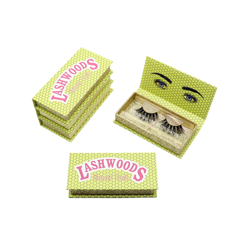 Искусственные желтые Чехлы для ресниц Индивидуальная коробка упаковки норковых