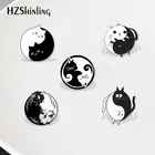 Коты Инь Ян мультфильм черно-белые кошки акриловые Значки для лацкана аксессуары эпоксидная смола
