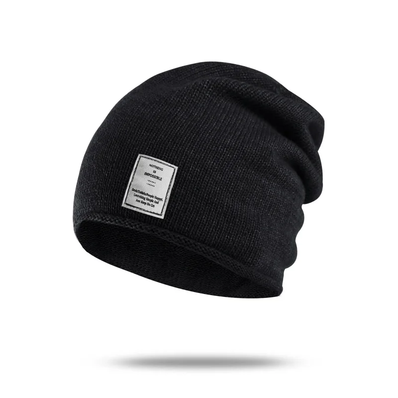 

Hat female winter Korean version of simple warm woolen hat pure color men's all-match knitted hat plus velvet ear protection cap