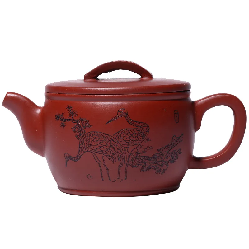 

Yixing purple clay pot raw ore Dahongpao hand carved Han tile pot, famous teapot and tea set