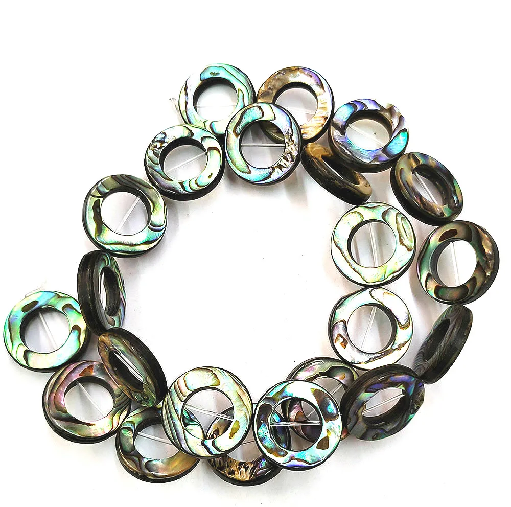 

Natural Abalone Shell Loose Beads 18mm Charm Abalone Shell Ring Beads For DIY Making Necklace, Bracelet, Earring Accessories
