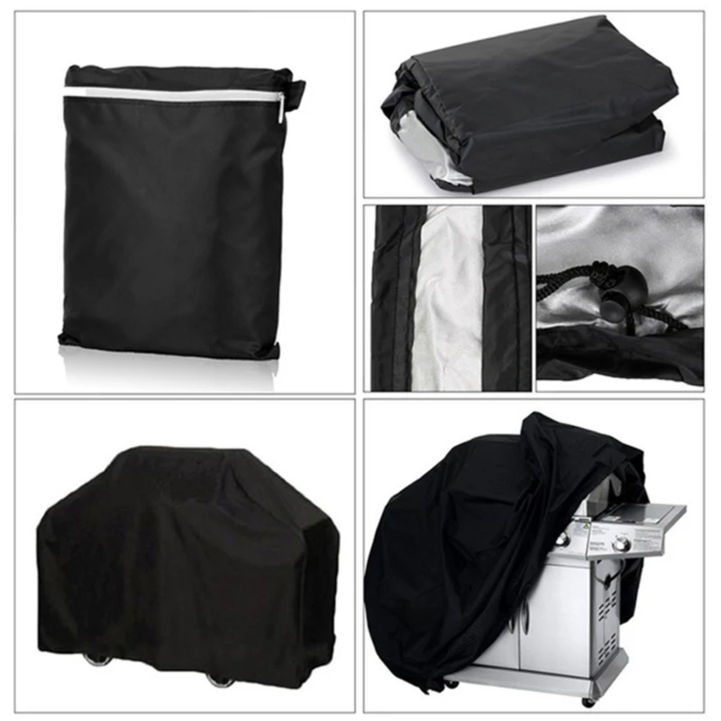 

Black Round Grill Cover Outdoor Dustproof And Waterproof Heavy Duty Grill Dustproof And Rainproof Solid Color Cover