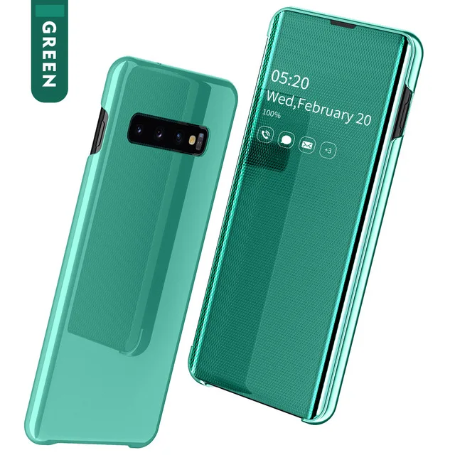 BoeYink умный зеркальный Чехол С Откидывающейся Крышкой для samsung Galaxy S10 S8 S9 плюс S10e S7 Edge Note 8 9 A50 A30 A70 A7 A750 чехол - Цвет: Green