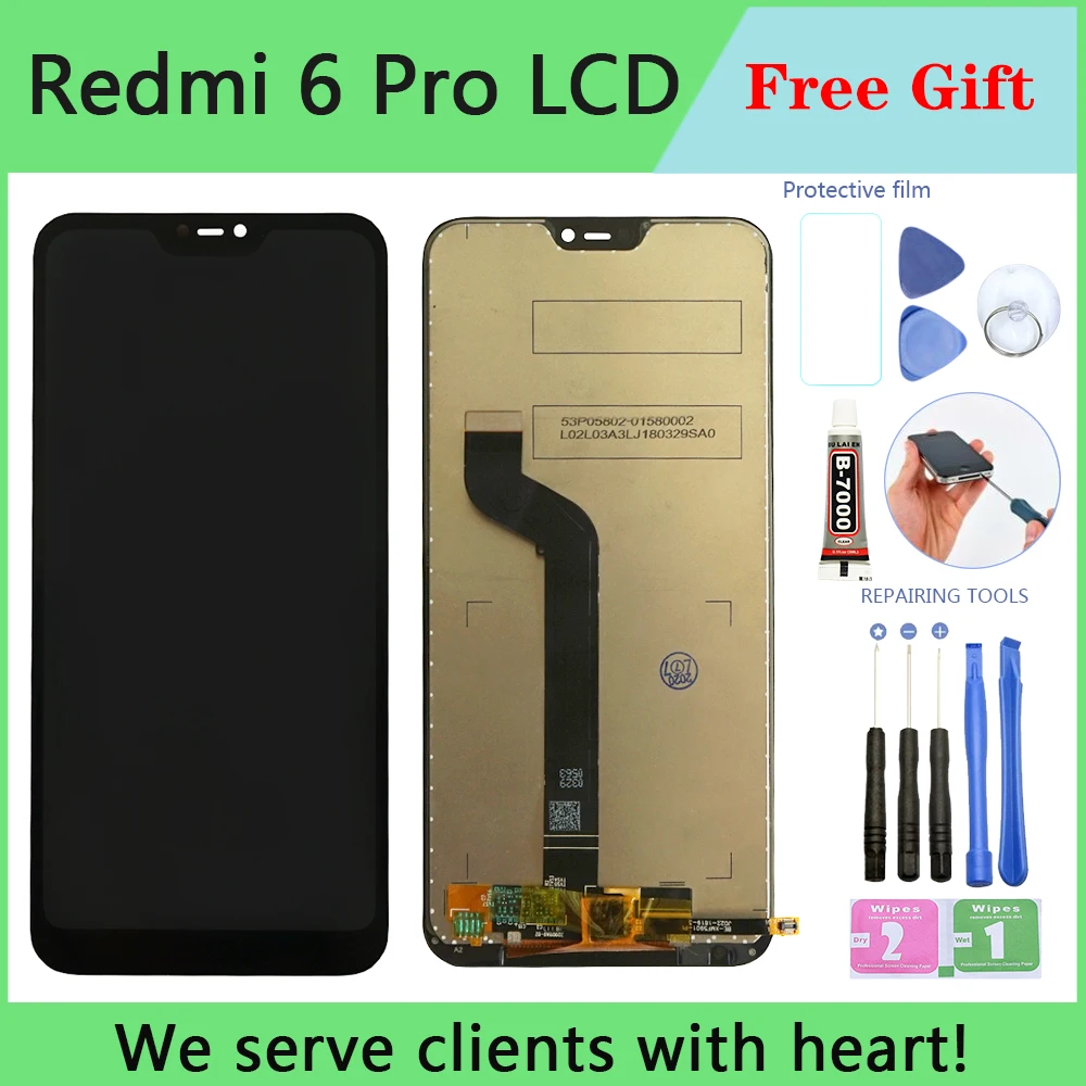 Оригинальный ЖК дисплей для Xiaomi Redmi 6 Pro сенсорный экран с рамкой 6Pro Запасные