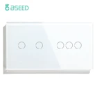 Сенсорный выключатель Bseed, 2 клавиши, 3 клавиши, европейский стандарт, черный, белый, золотой, 3 цвета, со стеклянной панелью, домашнее улучшение