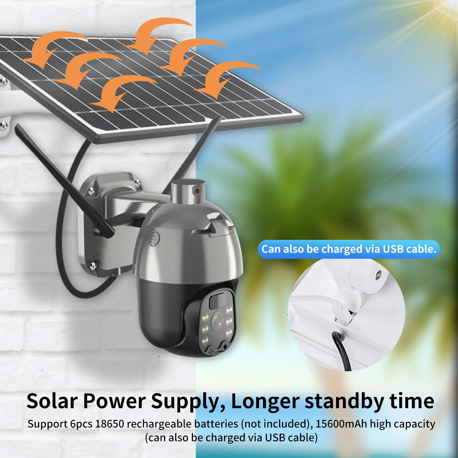 solar panel ip camera 1080p 4g sim card wifi ptz 4x outdoor security wireless monitor waterproof human detect cctv surveillance free global shipping