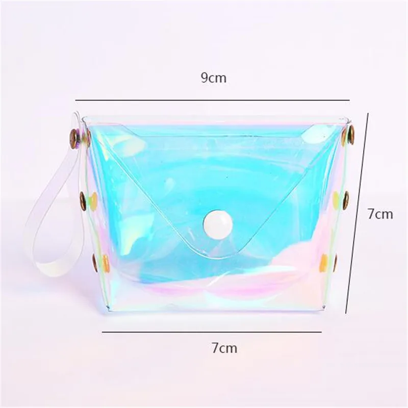 Coin Wallet Womens Kids Purse Laser Small Transparent PVC Cute Zipper Money Key Earphone Line Holder Bags | Багаж и сумки