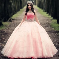 pink quinceanera dresses princess cinderella with 3d flower off the shoulder elegant tulle party gown sweet 16 dress