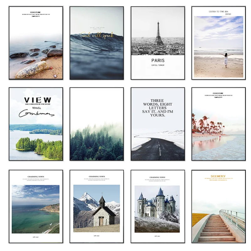 

Nordic Landscapes Plants Cactus Beach Forest Road Tower Canvas Painting Wall Picture Printing Poster Living Room Home Decoration