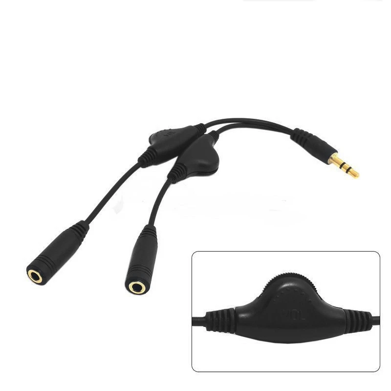 

3.5mm M/2F 15cm Stereo Headphone o Extension Cord Cable +Volume Control