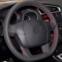 car products diy black non slip wear resistant faux leather%c2%a0car accessories steering wheel cover for citroen c4l c4