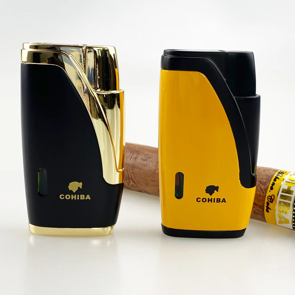 COHIBA мини-зажигалка карманная креативная Зажигалка для сигар 2 струйные бутановые