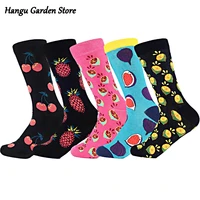 funny men women fashion harajuku fruit socks lovely art with cherry pineapple grapefruit clown happy womens socks