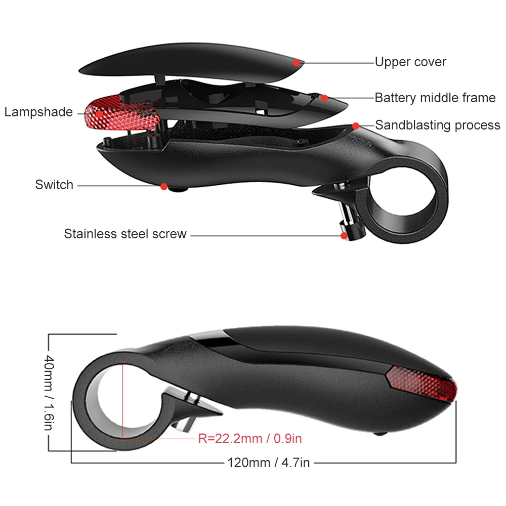 

Bike Handlebar End Grips 2pcs Bicycle Bar Ends Handle Grips with Turn Lights for Mountain Bikes Accessoires
