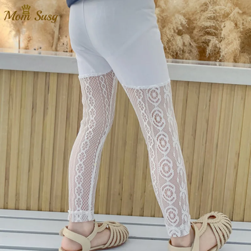 Колготки из плотного хлопка с кружевом для маленьких девочек Детские плотные