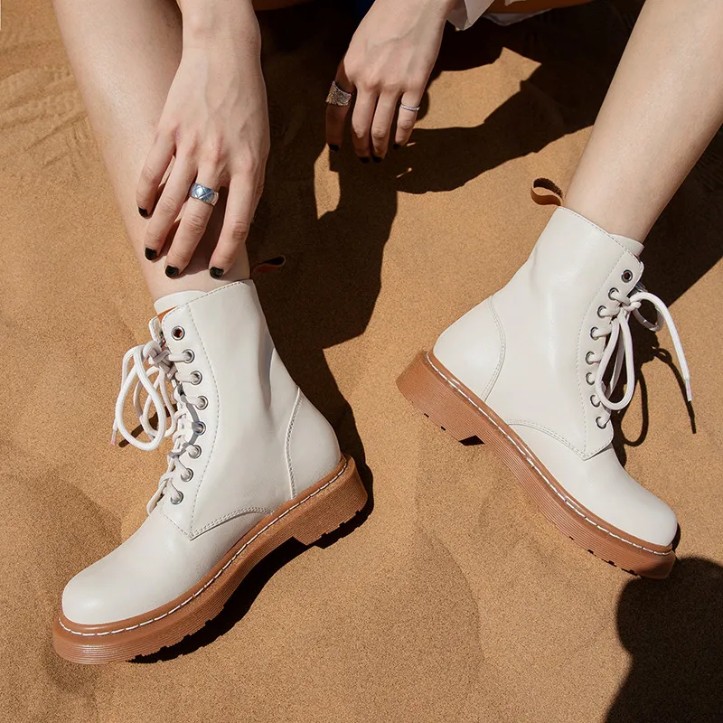 

FEDONAS Fashion Rubber Boots For Girls Genuine Leather Cross Tied Chunky Heels Shoes Woman 2021 Winter Party Wedding Ankle Boots