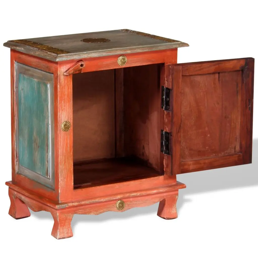 VidaXL Storage Cabinet Living Room Furniture Orange Mango Solid Wood Bedside Table Retro Endtable Chest of Drawers Durable |