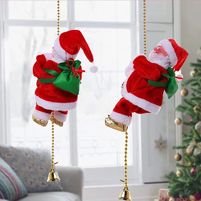 

Electric Climbing Ladder Santa Claus Christmas Figurine Ornament Climb Up The Beads and Go Down Repeatedly Kids Toy Gifts New 20