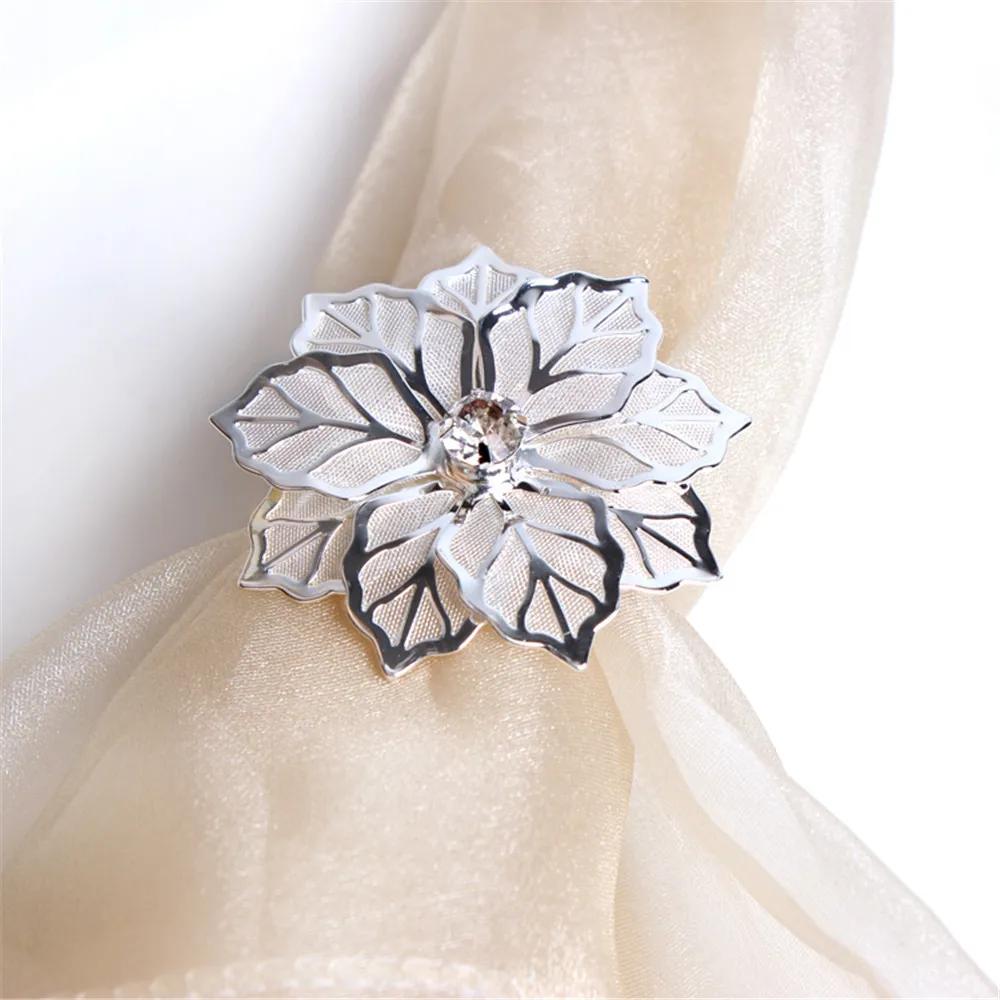 12PCS metal alloy napkin ring gold flower exquisite jewelry | Дом и сад