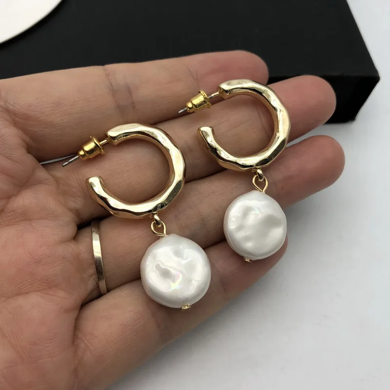 TOTASALLY Fashion Women Imitation Pearl Earrings Baroque Irregular hoop Vintage Party Jewelry | Украшения и аксессуары