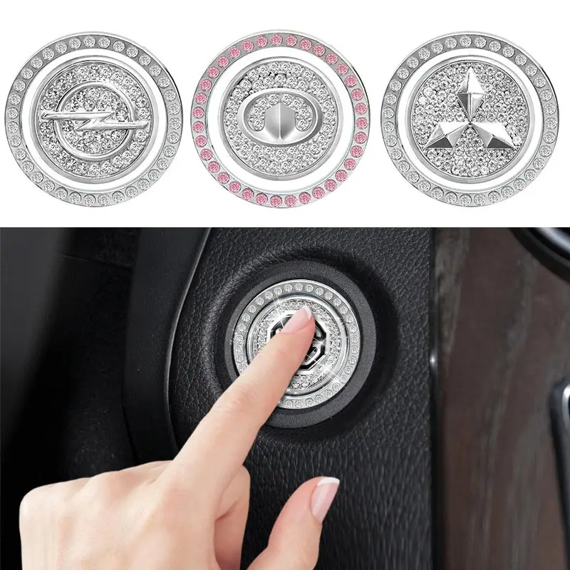 

1pcs Diamond Car start stop button Key Ring Decorative Sticker for Volkswagen Volvo Prosche Subaru OPEL Lexus Hyundai Toyota