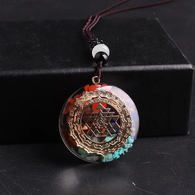 

Geometry Chakra Energy Necklace Orgonite Pendant Sri Yantra Necklace Sacred Meditation Jewelry