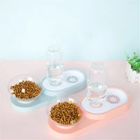 2 in 1 automatic pet double food bowls cat high quality drinking fountain dog feeder protect cat cervical water dispenser