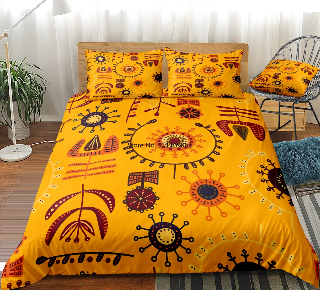 

Luxury Indian Style Yellow Bedding Sets Bohemian Print Duvet Cover Set Bed Linen Pillowcase 2-3 Pieces of Home Textile