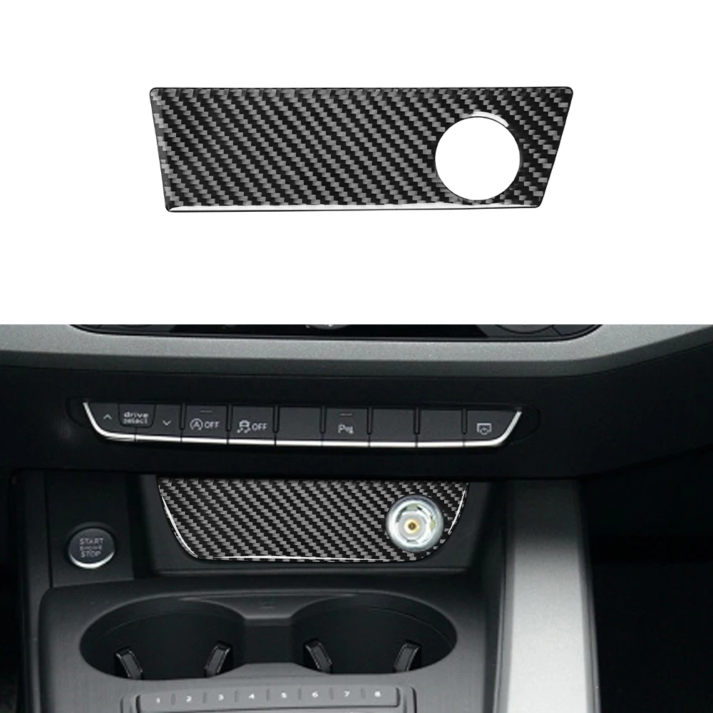 

Cigarette Lighter Panel Decoration Cover Trim Sticker 2017 2018 2019 2020 for Audi A4 A4L B9 Carbon Fiber Car Inner Accessoies
