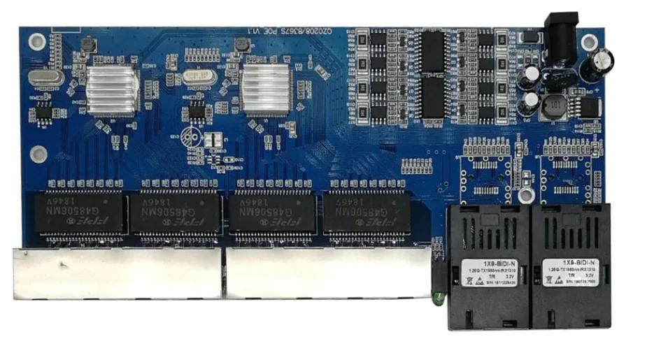 Реверсивный коммутатор POE 8 Rj45 2 гигабитный Ethernet SC волоконно оптический медиа