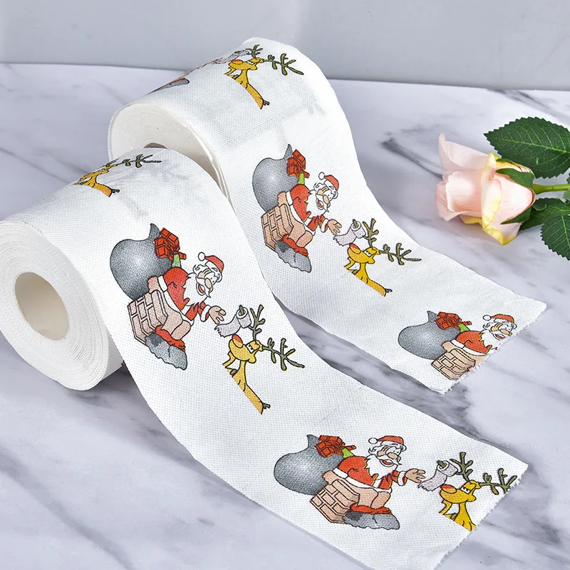 

New Year Gifts 22m/Roll Santa Claus Reindeer Christmas Toilet Paper Christmas Decorations for Home Natale Noel Navidad 2021