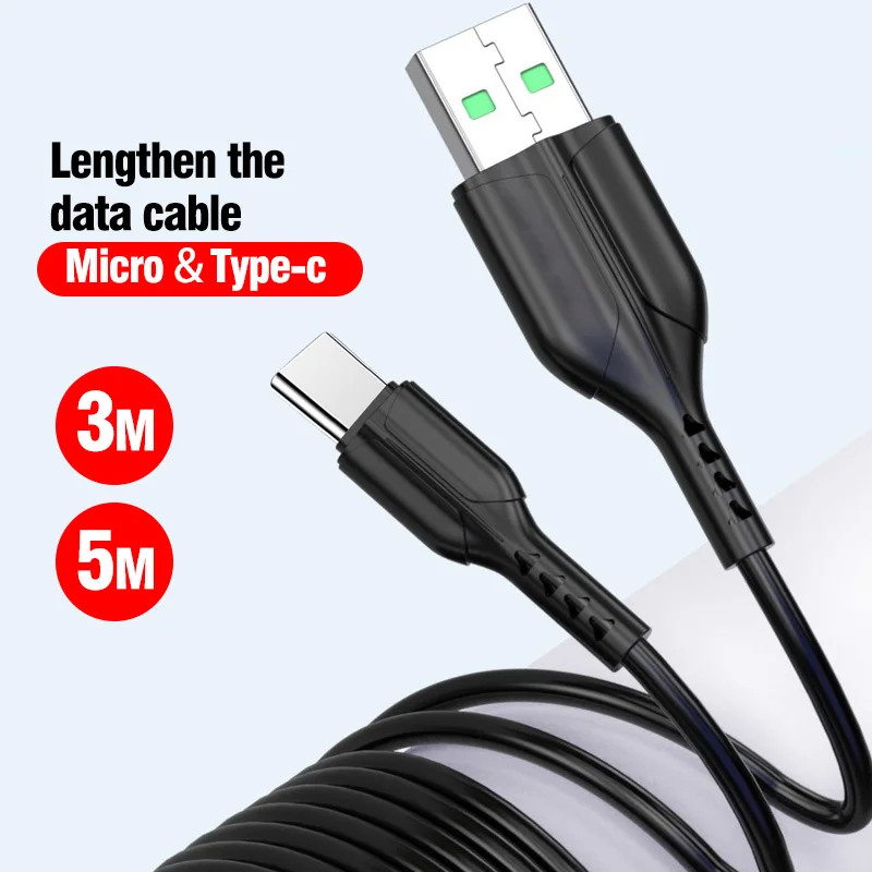 

FONEKN 3m 5m Long Type C Cable Micro USB Phone Charger Cable USB C Fast Charge Extend Cord