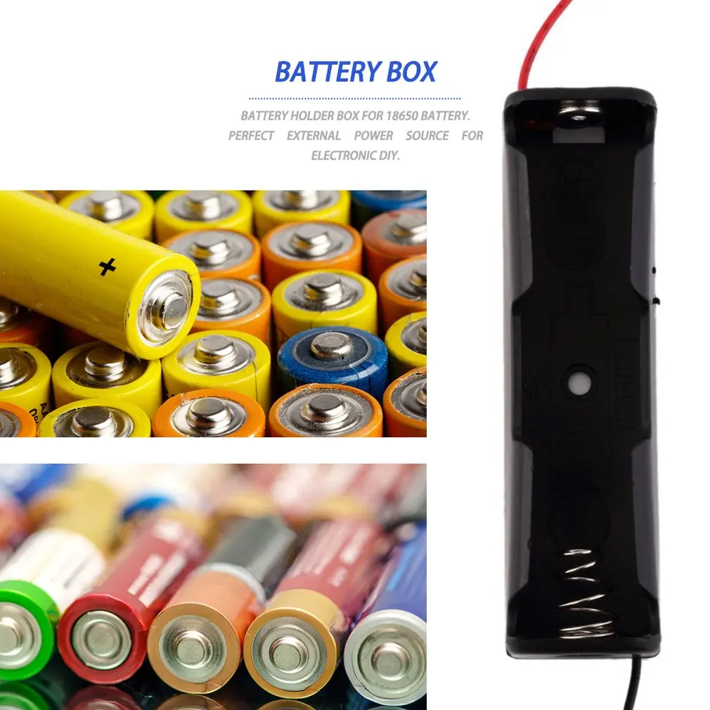 

Portable Plastic Battery Case Holder Storage Boxes With Wire Leads For 18650 Batteries 3.7V Black Battery Holder Box