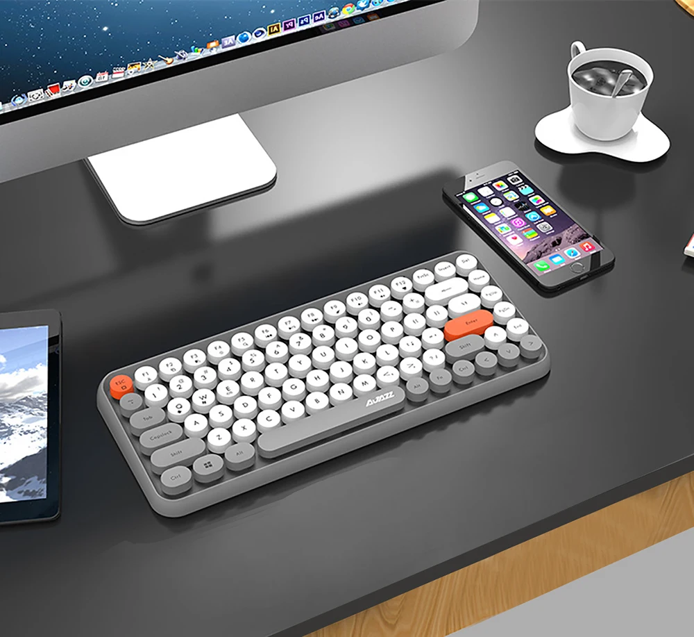 Bluetooth-клавиатура iBen в стиле ретро с круглыми клавишами и пластиковой панелью |