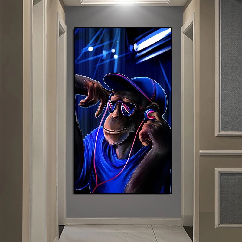 Большие Животные картины на холсте современные наушники обезьяна орангутан