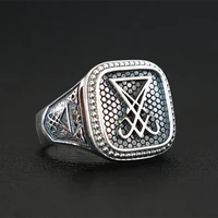 eyhimd gothic 316l stainless steel sigil of lucifer signet ring sigil of lucifer satan seal ring for men male punk biker jewelry