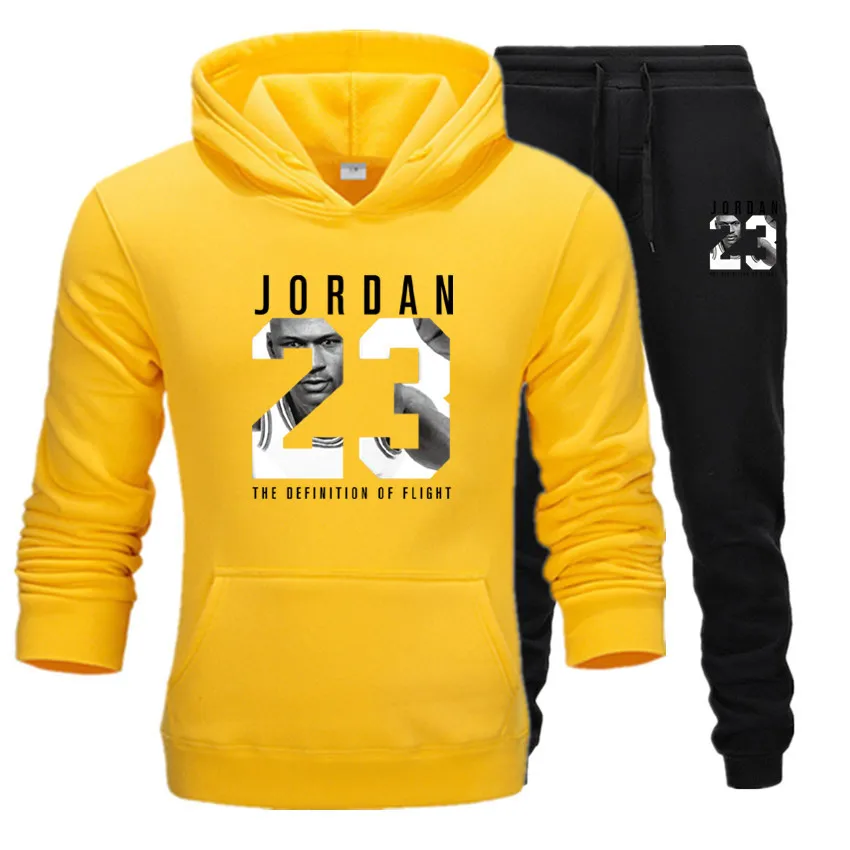 

2-piece hoodie and sweatpants suit 23 t-shirt suit men's fleece suit hoodie pants sport pullover