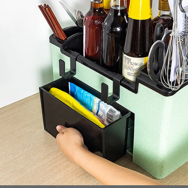 

Home Double Layer Seasoning Box Kitchen Shelf Tool Storage Rack Multifunction Chopping Block Storage Holder Kitchen Organizer