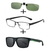 3pcsrectangular metal black business reading glasses men women polarized sunglasses sports ultralight sunglasses clip