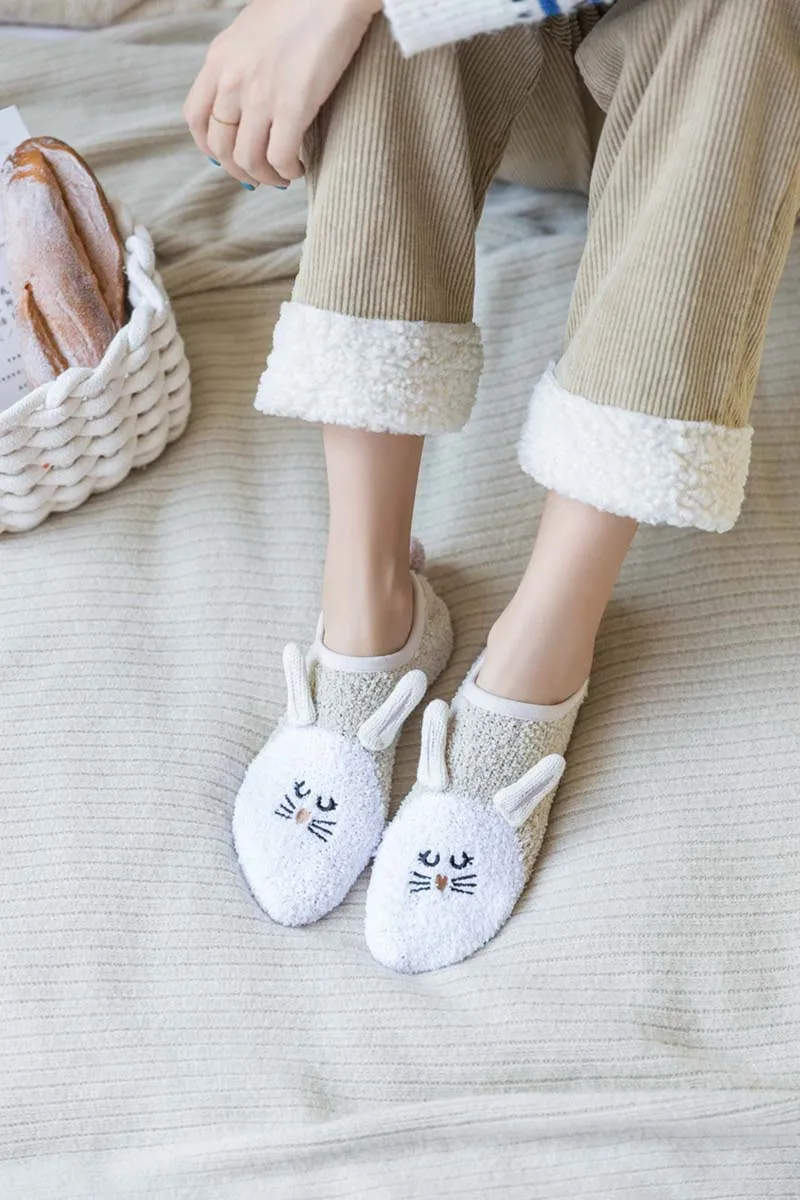 Теплые забавные носки из кораллового флиса с вышивкой Harajuku корейский красивый мультяшный носки-тапочки женские Divertidos креативные Sokken Chaussette