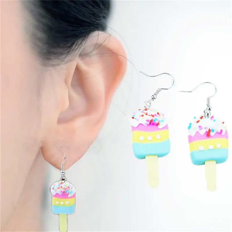 

New 3 Styles Fashion Funny Party Engagement Girls Drops Candy Color Pendant Ice Cream Earrings Cute Jewelery