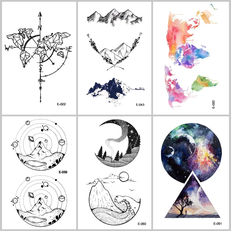 Временная татуировка Wyuen Planet водостойкие наклейки на тело карта искусства