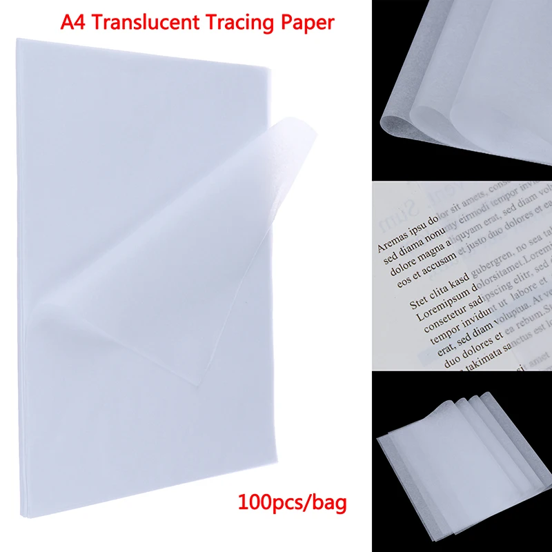 

100pcs A4 Translucent Tracing Paper Copy Transfer Printing Drawing Paper Sulfuric Acid Paper For Engineering Drawing/ Printing