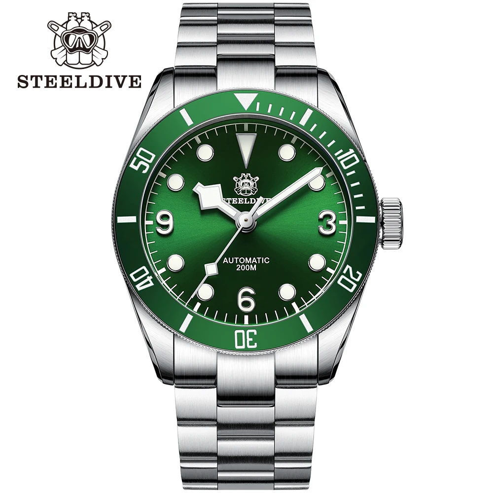 

â€‹STEELDIVE SD1958 Luxury Watch Blue Luminous Dial Ceramic Bezel 300m Waterproof 49.7mm Case Japan NH35 Movement Men's Dive Watch