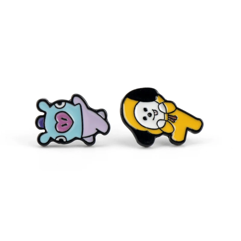 yellow blue Anime One Piece Luffy Tom and Jerry Alice in Wonderland Stud Earrings The Nightmare Before Christmas Jack Sally Cute Earrings - Окраска металла: yellow blue