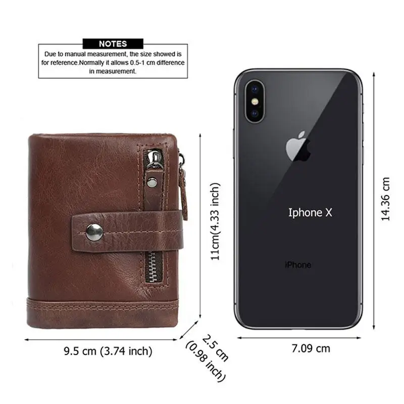 

Soft Genuine Leather Wallet Men Wallets Casual Zipper Coin Purse With RFID Card Holder Hasp Cowhide Short Wallet For Male