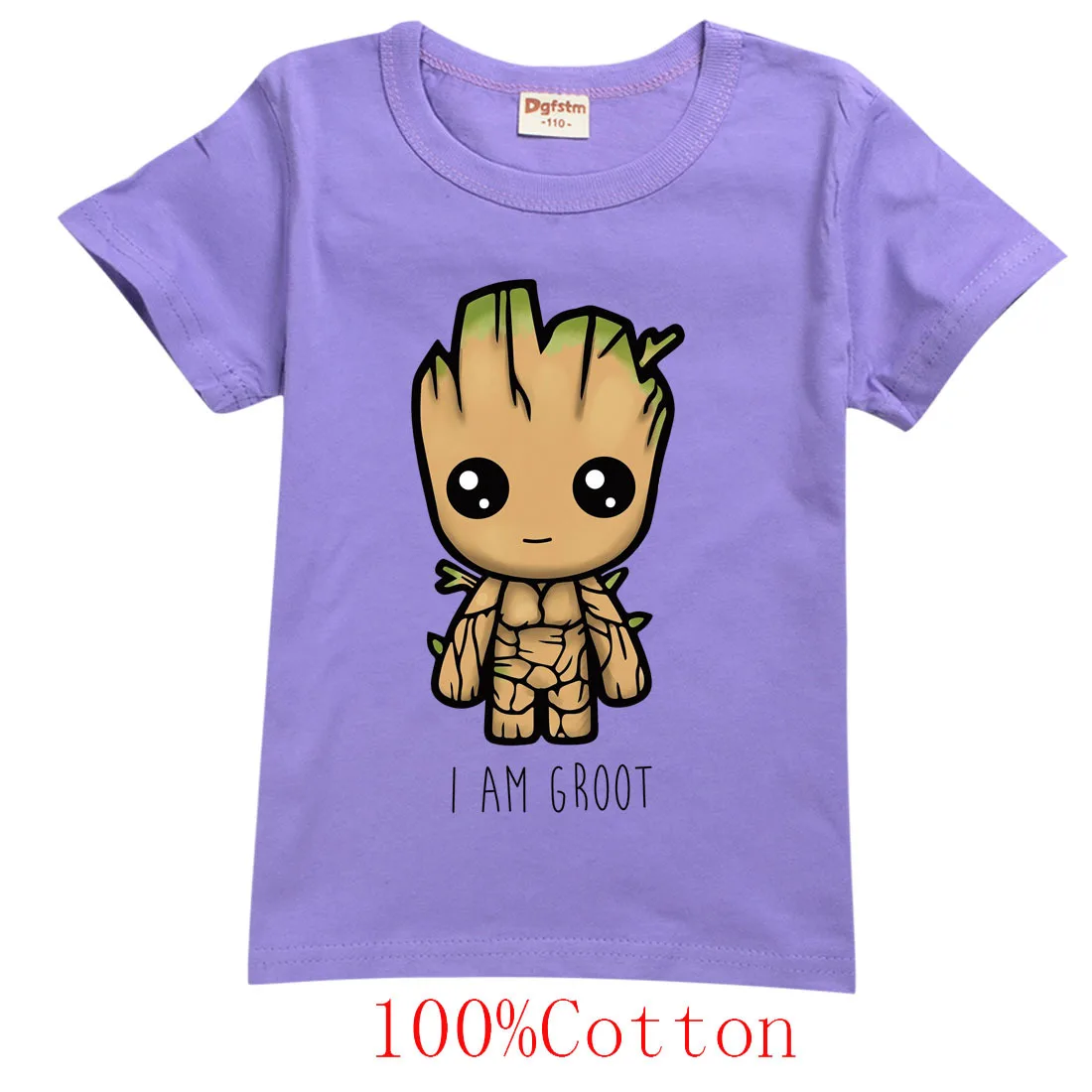 

I am Groot Galaxy Guardians Tree Man Baby Grout 2021 2-13Y Girl's Tops Popular short-sleeved T-shirt Cotton Kids Cartoon Clothes